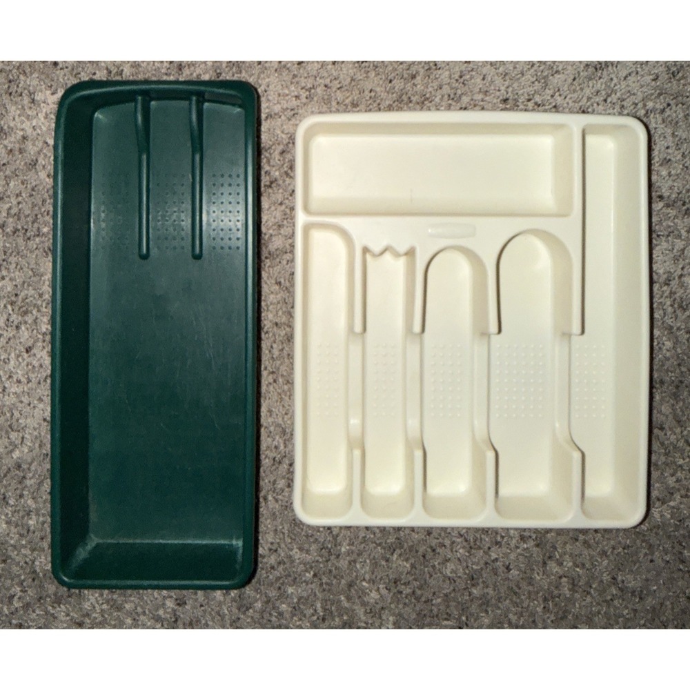 Rubbermaid Utensil Silverware Drawer Organizers Tray #2925 & 294 A Vtg 90's